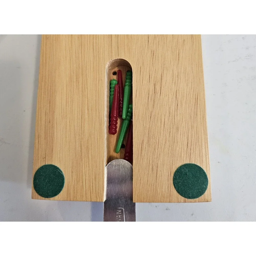 Cribbage Board Wooden With 6 Pegs Included 13.5 in Long 3.5 in Wide Two Track